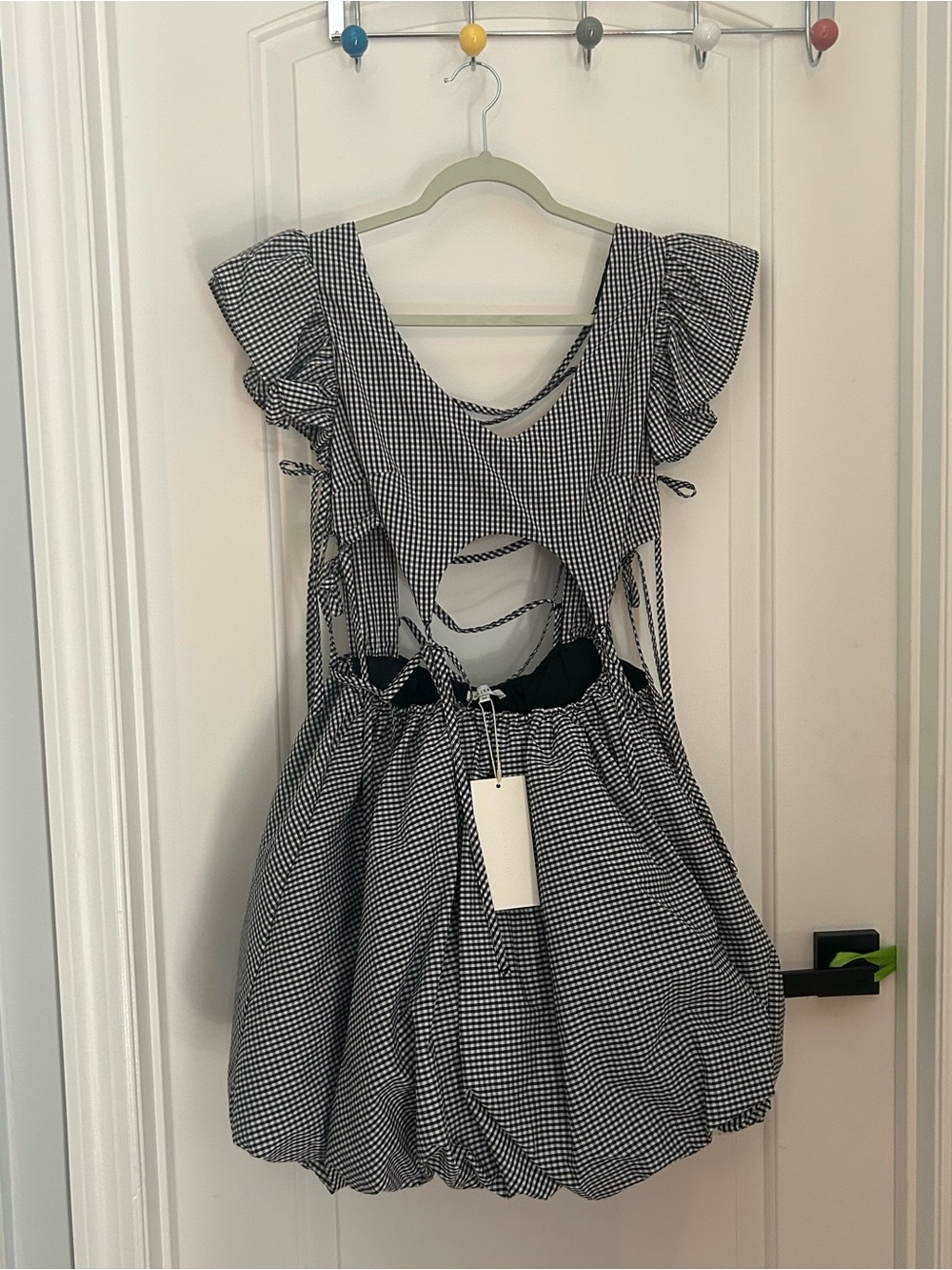 Allina Liu Iris Black & White Gingham Mini Dress